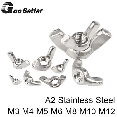 Wing Nuts Metric M3 M4 M5 M6 M8 M10 M12 A2 Stainless Steel Butterfly Nut DIN 315 • $4.17