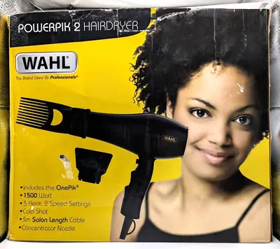 Wahl PowerPik 2 Turbo Afro Hair Dryer With Afro Comb Pik Attachment 1500W ZY017 • £16.99