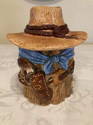 Whimsical Vintage Cowboy Stump Cookie Jar Western Theme • $49.95