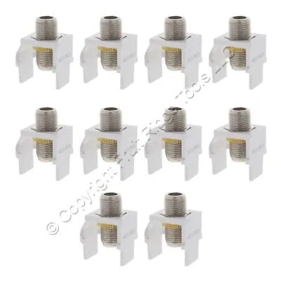 10 Leviton White Quickport Nickel F-Type Coaxial Cable Connector Jacks 40731-BW • $16.14