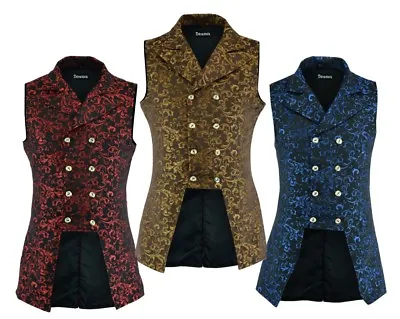 Men's Double Breasted GOVERNOR Vest Waistcoat VTG Brocade Gothic Steampunk/USA • $43.73