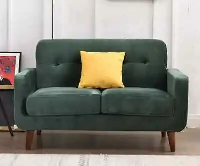 Green 2 Seater Plush Velvet Sofa Comfy Small Modern Couch For Home And Office • £299.95