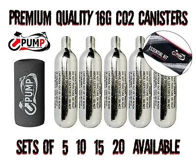 16g Threaded CO2 Cartridges Canister Bike Tyre Inflator Pump Gas UK-Sleeve-Pouch • £8.99