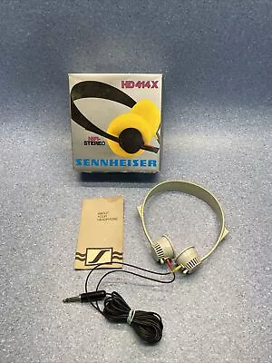 Sennheiser HD 414X Headphones With Box Engraved Tested No Ear Foam READ AS IS • $76.49