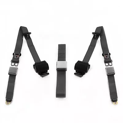 Ford Mustang 1979 - 1993v Airplane 3pt Charcoal Retractable Bench Seat Belt Kit  • $219.95