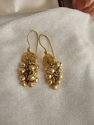 14ct Vintage Grape Gold Dangle Earrings • £280