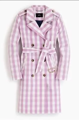 NWT J.Crew Women's Size 6 Icon Trench Coat Jacket Oversized Gingham Plaid L1064 • $129.99