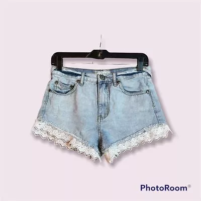 FREE PEOPLE Lace Trim Hi Rise Shorts • £24.13