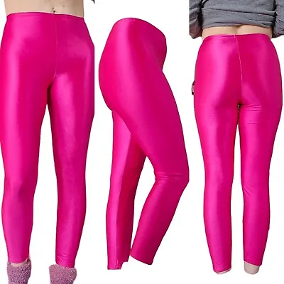 VTG 80S RAINBEAU Bodywear Shiny Pink Spandex Workout Exercise Leggings NWT M • $74.99