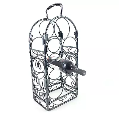 Metal Wine Rack 7-Bottle Heavy Floor Or Countertop Holder Dark Green Blue • $19.99