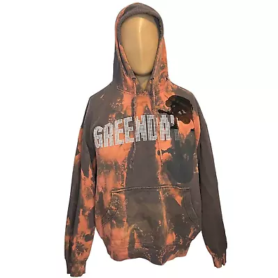 Vintage Y2K Green Day Punk Rock Hoodie Size L Music Tour Distressed Gray Tie Dye • $59.95