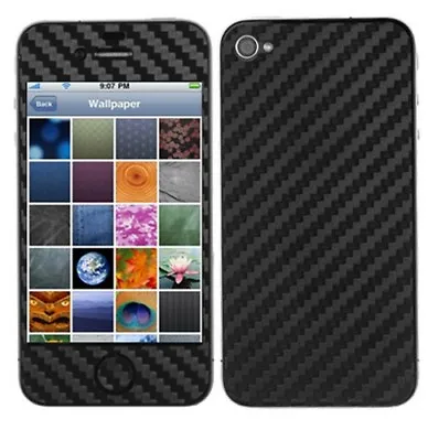 Skinomi Carbon Fiber Black Phone Skin+Screen Protector For Apple IPhone 4S AT&T • $17.19