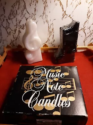 Lot Of Vintage Candle Music Notes Black & White Silhouette Candles 4.5  With Box • $5