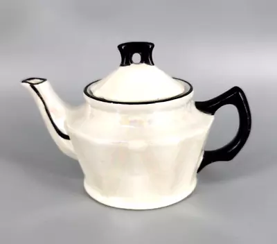 Vintage Czechoslovakia Lusterware Single Serve Tea Pot Pearl Iridescent Black • $9.99