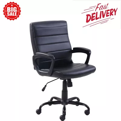 Bonded Leather Mid-Back Manager's Office Chair Computer Gaming Home Recliner • $127.50