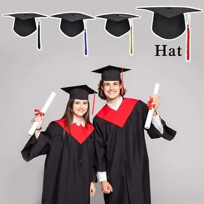 Graduation Mortarboard - Master's Fitted Black Cap Hat Gown Academic F2F4 • £4.08