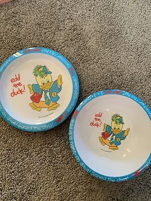 Vintage Edd The Duck Melamine Plate And Bowl Set 1989 BBC • £5