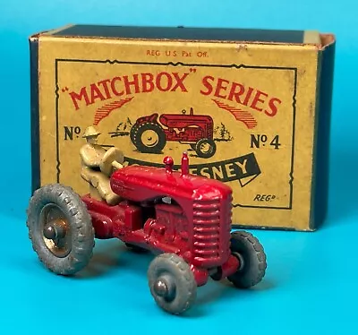 Massey Harris Tractor Moko Lesney Matchbox #4 W/ Original Box GMW Gray Metal • $25