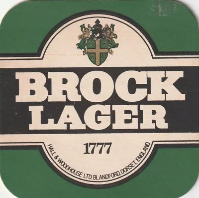 BEER MAT - HALL & WOODHOUSE BREWERY -  BROCK LAGER - (Cat 044) - (1980) • £1.50