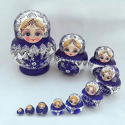 Russian Nesting Dolls 10Pcs/Set Matryoshka Wooden Handmade Toy Craft Home Decor  • $20.99