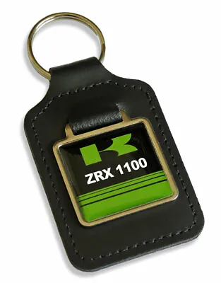 Keyfob For Kawasaki ZRX 1100 Key ZRX1100 Keyring Green & Black Leather Fob Parts • £6.49