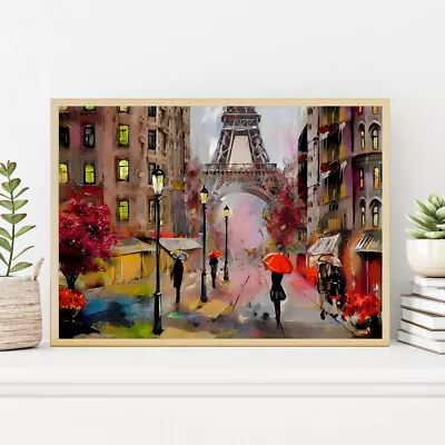 Paris 01 Abstract Pedestrian Eiffel Tower Home Wall Art Print POSTER CANVAS • $10.94