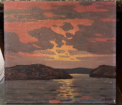 Vintage Original Mystery Artist Signed Dark Sunset Seascape Landscape Scene • $85