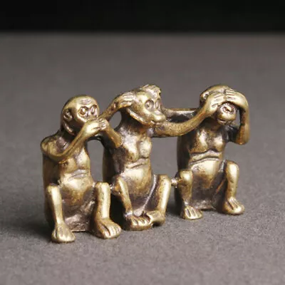 Small Brass Monkey Figurine Monkey Statue House Decoration Animal Figurines USA • $12.55