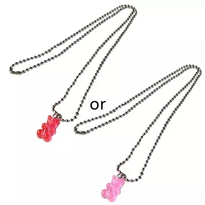 Gummy Bear Necklace Resin Candy Color Cartoon Pendant Chain For Women Girls • $15.07