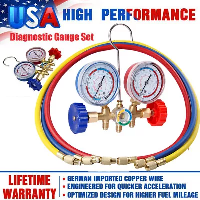 Diagnostic Manifold Gauge Set HVAC AC A/C Tool Kit Charging Service Hoses Kit US • $31.93