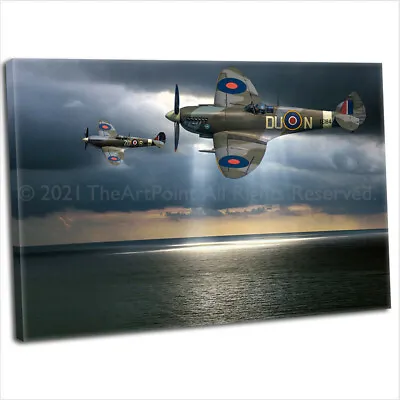 £16.99 • Buy RAF WW2 Military Spitfire Canvas Print Framed Digital Painting Art Picture