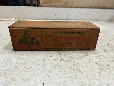 Vtg Windsor Club American Pasteurized Cheese Food 2lb Wooden Cheese Box • $9.95