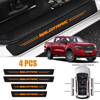 4PCS Orange Fit For Ford Ranger Wildtrak Door Sill Plate Protector Sticker Cover • $17.99