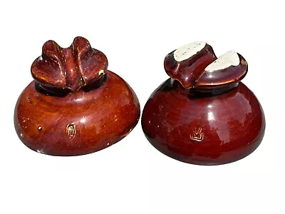 2 Vintage Porcelain Insulators Brown See Pics! • $25