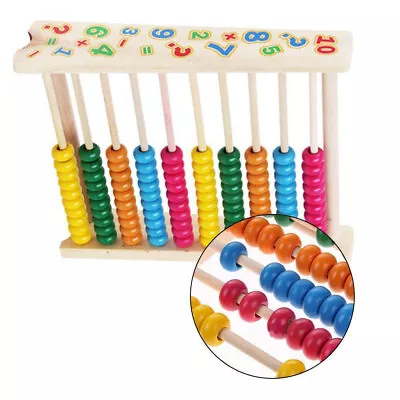 Wooden Bead Abacus Counting NumberFrame Educational Maths Children Toys Colorful • £11.57