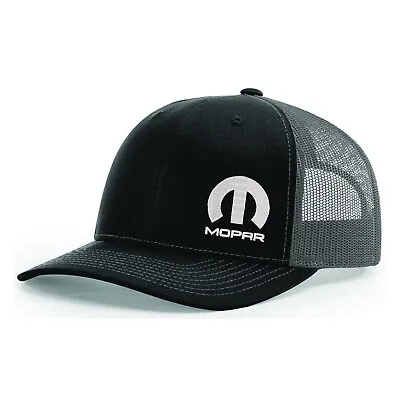 Mopar Logo EMBROIDERED Black/Gray Richardson 112 Snap Back Trucker Hat BRAND NEW • $24.99