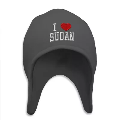 Ear Flap Beanie For Men & Women I Love Sudan Acrylic Skull Cap Helmet Hats • $19.99