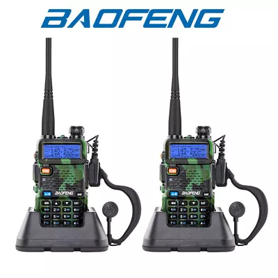 2x Baofeng UV-5R Green Walkie Talkie UHF/VHF Dual Band Two-Way Radio W/Earpiece • £40.99