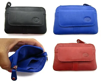 £6.79 • Buy Unisex Small Real Leather Coin Pouch Card Holder Key Chain Purse Wallet