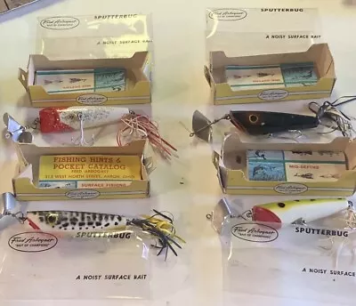 Lot Of 4 Vintage Fred Arbogast Sputterbug Topwater Fishing Lure Orig Boxes #1800 • $33