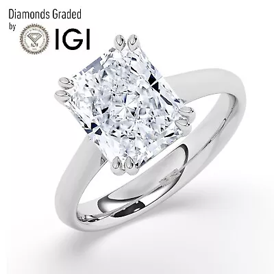 IGI 5CT Solitaire Lab-Grown Radiant Diamond Engagement Ring 18K White Gold • $4478