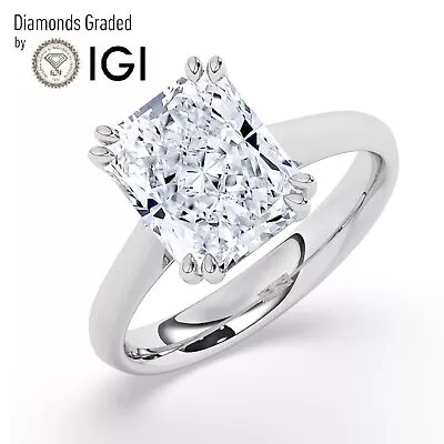 IGI 5CT Solitaire Lab-Grown Radiant Diamond Engagement Ring 950 Platinum • $4496