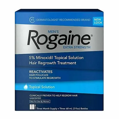 Rogaine Men's 5% Minoxidil Hair Regrowth Solution 3 Month Supply 180g EXP: 9/24 • $36.95