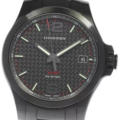 LONGINES Conquest VHP L3.716.2 Date Black Carbon Dial Quartz Men's Watch_805799 • $563.64