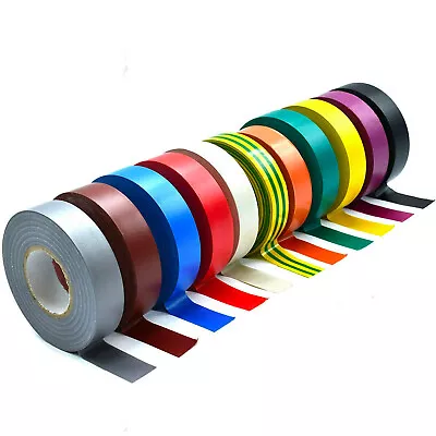 Electrical Insulation Tape Adhesive PVC 5m 20m 33m Long Rolls 19mm & 50mm Wide • £2.79