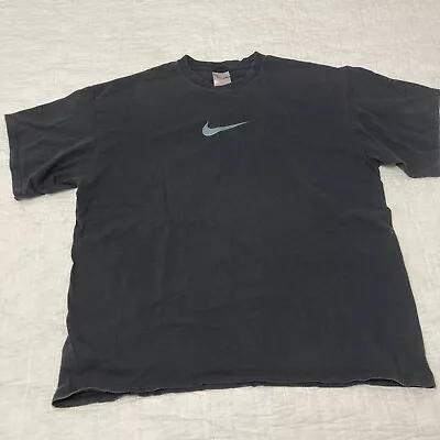 Vintage Nike T Shirt Black Center Swoosh Y2K 00s XL  • $24.99