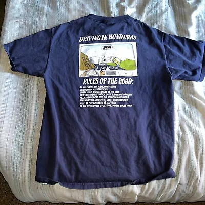 Vintage Driving In Honduras L 7 Rules Of The Road T Shirt Blue Large • $24.99