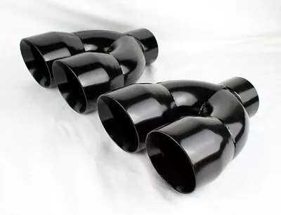 Dual 4.0  Quad Uniform Gloss Black Slant Exhaust Tips For Dodge Challenger 08-23 • $109.99