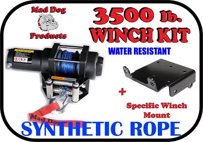 3500lb Mad Dog Synthetic Winch/Mount Kit For 2007-2014 Yamaha Grizzly 350  • $321.41