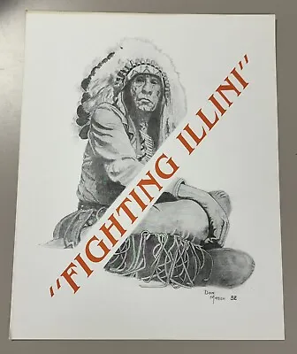Illinois Fighting Illini Chief Illiniwek Limited Edition 11x14 Art Signed L@@K! • $9.95